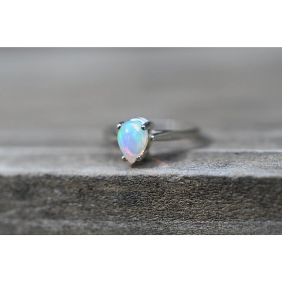 Opal ring,, alternative engagement ring, jewelry for her, anniversary gi… - Picture 1 of 2